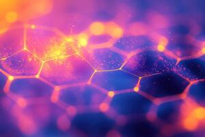 An abstract image of a molecule with a blue and orange glow photo