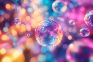 Bubbles on a colorful background photo