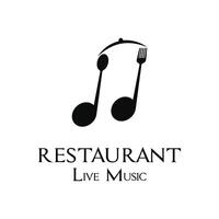 restautant live music logo design creative with spoon, fork and note icon vector