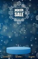 winter sale discount template banner with blank space 3d podium for product sale with abstract gradient background colour design vector