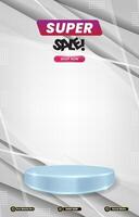 super sale discount template banner with blank space 3d podium for social media post product sale with abstract gradient background design vector