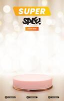 super sale template banner with blank space 3d podium for social media post product sale with abstract gradient background vector