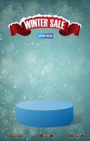 winter sale discount template banner with blank space 3d podium for product sale with abstract gradient background vector