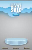 winter sale discount template banner with blank space 3d podium for social media post product sale with abstract gradient background vector