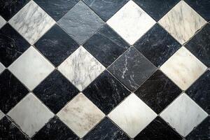 A black and white checkered floor with a white and black pattern photo