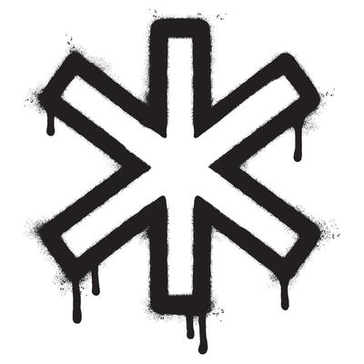 Spray Painted Graffiti asterisk isolated on white background .