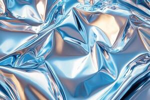 A shiny blue fabric with some folds photo