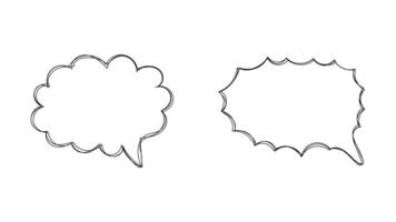 Hand drawn outline chat bubble with cloud style for cartoon text, pop art blank template. Place for text. illustration in flat design style vector