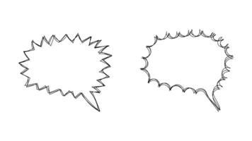 Hand drawn outline chat bubble spiky style for cartoon text, pop art blank template. Place for text. illustration in flat design style vector