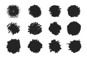 Set of grunge paint circles in rough ink style vector