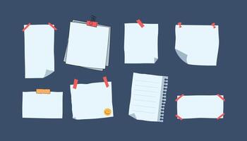 Blank Paper Sticky Notes collection isolated Background vector