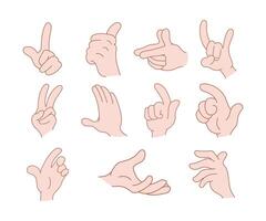 Hand gestures in different positions Illustration set isolated vector