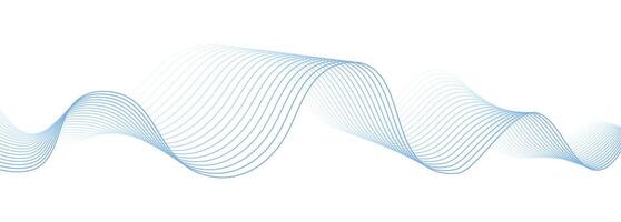 Blue dynamic abstract wave isolated on white background. Illustration of beautiful wavy and twisted lines. Design element. Musical, sound wave. Backdrop. vector