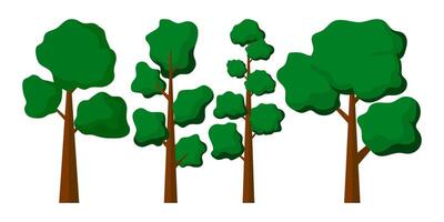 design element collection of cartoon green trees vector