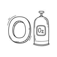 An illustration of letter O stand for Oxygen beside it vector