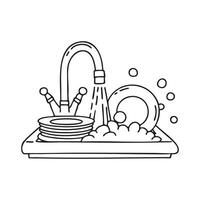 A sink overflowing with soap bubbles vector