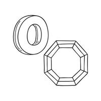 An illustration of letter O stand for Octagonal beside it vector