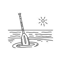 An oar stuck in the sand near the shoreline vector