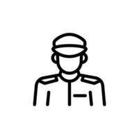 Line Art Icon of Security Guard or Uniform Worker Wearing Hat vector