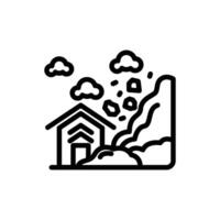 House Damaged by Landslide with Falling Rocks and Mud Graphic vector