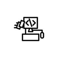 Computer Coding Icon with Html Tags Symbolizing Software Development Work vector