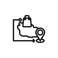 Track Order Route with Shopping Bag and Destination Pin Point Icon vector
