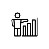 Presenting Rising Bar Graph with Simplified Human Figure in Minimalist Design vector