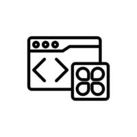 Displaying Code and App Menu Line Art Icon for Web Development vector