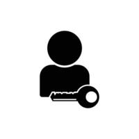 User Access and Security Concept Showing Silhouette with Key Icon vector