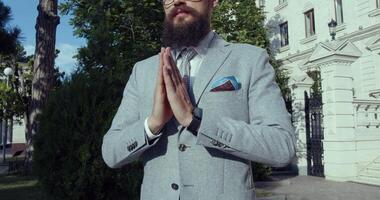 Charming and Elegant Businessman Dressed in a Stylish Suit with a Decorative Pocket Square video