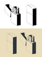 Classic petrol lighter isometric illustrations vector