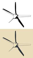 Turboprop-engine propeller illustrations vector