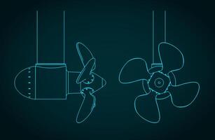 Azimuth thruster blueprint vector