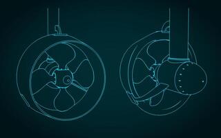 Azimuth thruster sketches vector