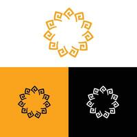 Creating Abstract Circular Design Featuring Orange Black and White Colors vector