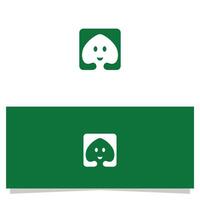 Smiling Face Icon in Green Square - Modern Logo Design Concept vector