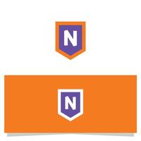 Letter N Logo Design with Shield Shape on White Background vector