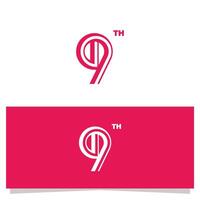 Elegant Ninth Anniversary Design with Modern Number Nine and Th vector
