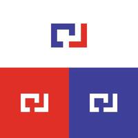 Abstract Logo Design with Blue and Red Square Geometric Shapes vector