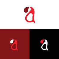 Modern letter 'A' logo variation with red and white on different backgrounds, perfect for creative branding or minimalist design projects. vector