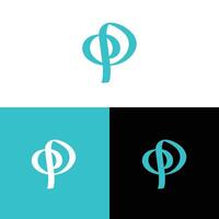 Abstract Letter P Logo Design with Three Color Variations Graphic vector