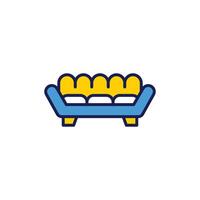 Stylized Sofa Icon with Blue Frame and Yellow Cushion Design vector