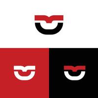 Abstract Logo Design Featuring Modern Geometric Shapes in Red Black and White vector