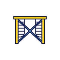 Scaffolding Structure Illustration with Yellow and Blue Outline Colors vector