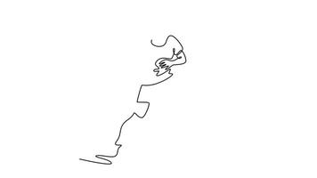 Animated self drawing of continuous line draw midfielder male football player make a move control ball and see opportunities to attack opponent area. Soccer concept. Full length single line animation video