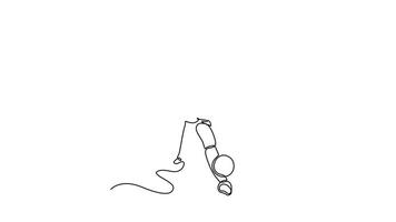 Animated self drawing of continuous line draw young energetic male football midfielder controlling ball with acrobatic style at the game. Soccer league competition. Full length single line animation video