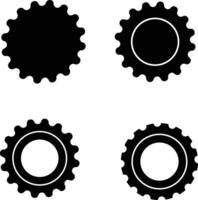 Set of Gear Icons - Black and Outline Design Elements vector