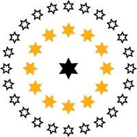 Illustration of Circular Yellow and Black Stars on White Background - Ideal for Designs and Graphics vector