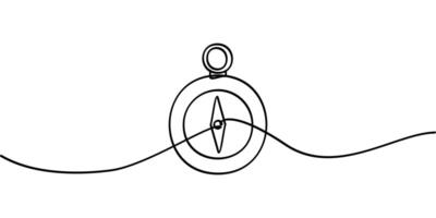 continuous line drawing of compass symbol. abstract line art illustration vector