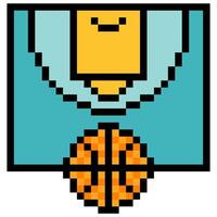 Basketball on sports field with pixel art vector